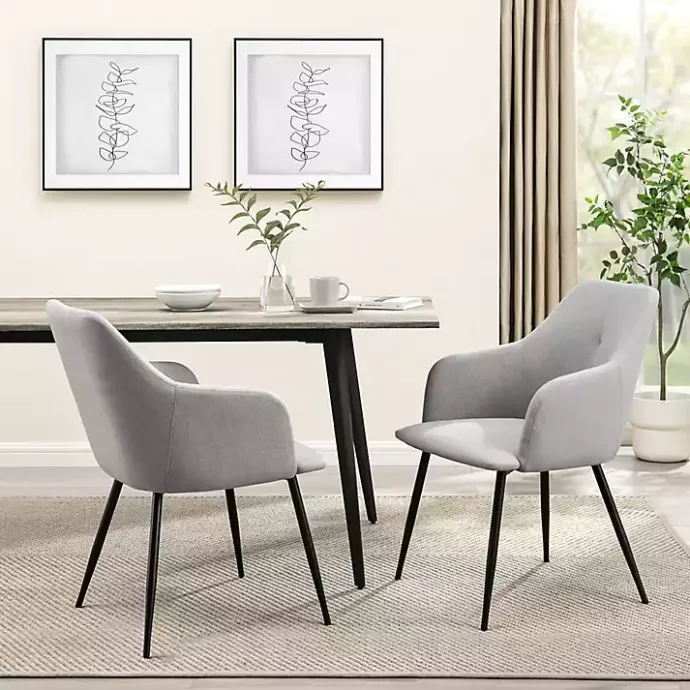 Hot Kirklands Home Lily Upholstered Dining Chairs, Set of 2 Gray