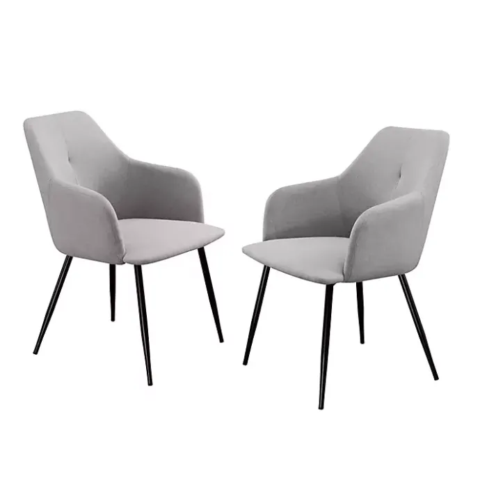 Hot Kirklands Home Lily Upholstered Dining Chairs, Set of 2 Gray