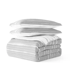 Best Kirklands Home Gray Linear Reversible 3-pc. Queen Quilt Set