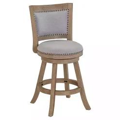 Kirklands Home Linen and Driftwood Swivel Counter Stool Gray