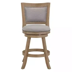 Kirklands Home Linen and Driftwood Swivel Counter Stool Gray