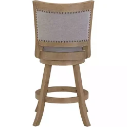 Kirklands Home Linen and Driftwood Swivel Counter Stool Gray
