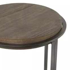Clearance Kirklands Home Metal & Wood Round Accent Table Gray