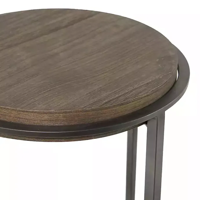 Clearance Kirklands Home Metal & Wood Round Accent Table Gray