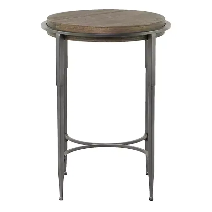 Clearance Kirklands Home Metal & Wood Round Accent Table Gray