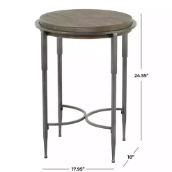 Clearance Kirklands Home Metal & Wood Round Accent Table Gray