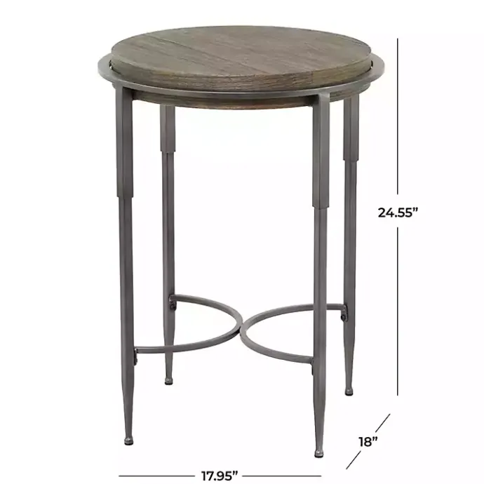 Clearance Kirklands Home Metal & Wood Round Accent Table Gray