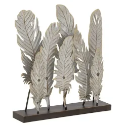 Discount Kirklands Home Metal Distressed Feathers Sculpture with Base Gray
