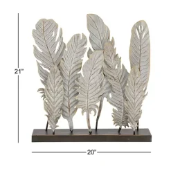 Discount Kirklands Home Metal Distressed Feathers Sculpture with Base Gray
