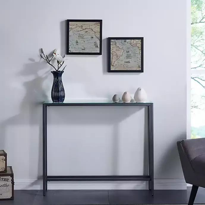 Best Kirklands Home Metal Mirrored Top Slim Console Table Gray