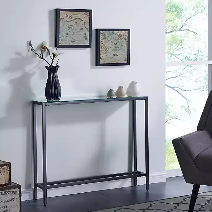Best Kirklands Home Metal Mirrored Top Slim Console Table Gray