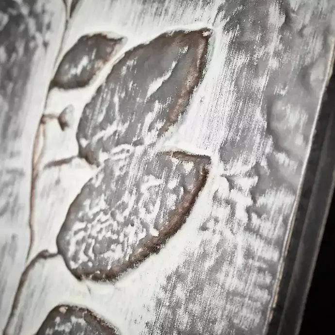 New Kirklands Home Gray Metal Raised Leaf Wall Plaques, Set of 2