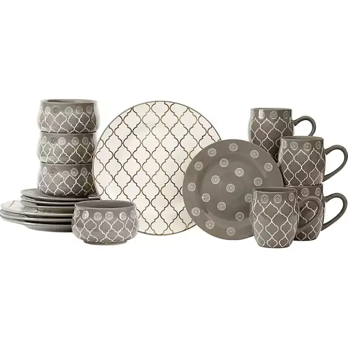 Hot Kirklands Home Moroccan Mix 16-pc. Dinnerware Set Gray