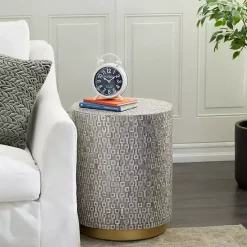 New Kirklands Home Mother Of Pearl Sells Wood Base Accent Table Gray