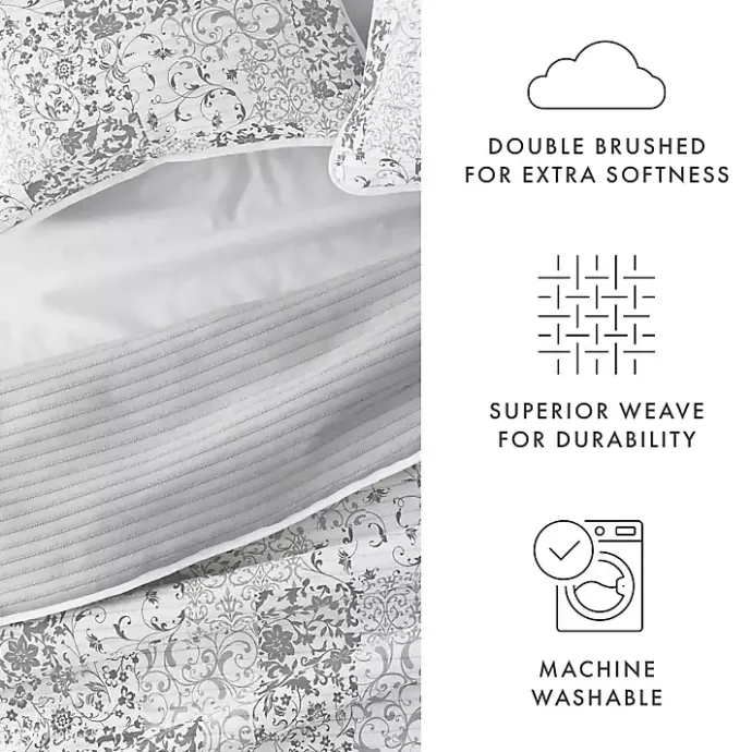 Best Kirklands Home Gray Patchwork Reversible 3-pc. King Quilt Set