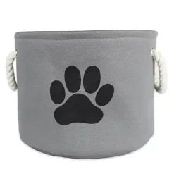 Clearance Kirklands Home Gray Paw Print Round Basket with Handles