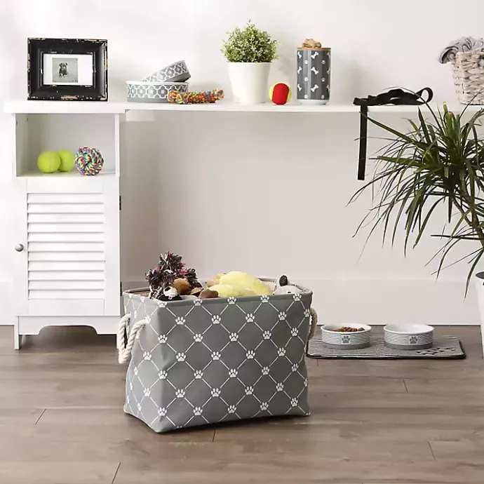 Sale Kirklands Home Paw Trellis Rectangle Basket, 16 in. Gray