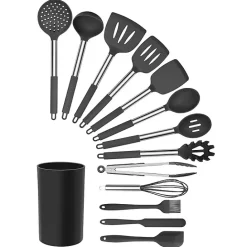 Clearance Kirklands Home 14-Pc. Silicone and Steel Utensil Set Gray