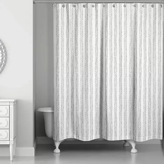 Online Kirklands Home Gray Petal Lines Shower Curtain