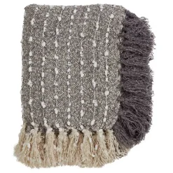 Best Kirklands Home Petite Pom Pom Throw with Tassels Gray