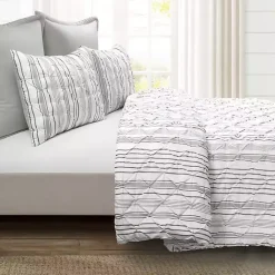 New Kirklands Home Gray Pintuck Stripe Full/Queen 5-pc. Comforter Set