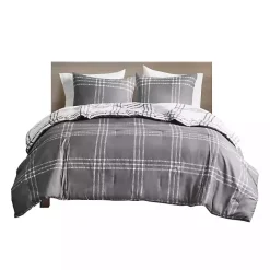 Outlet Kirklands Home Gray Plaid Dayton 3-pc. Full/Queen Comforter Set