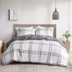 Discount Kirklands Home Gray Plaid Dayton 3-pc. King Comforter Set