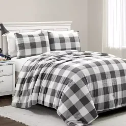 Discount Kirklands Home Gray Plaid Faux Fur 3-pc. Full/Queen Comforter Set