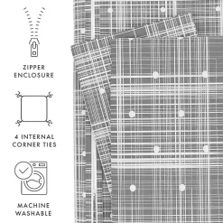 Sale Kirklands Home Plaid Polka Dot 2-pc. Twin Duvet Cover Set Gray