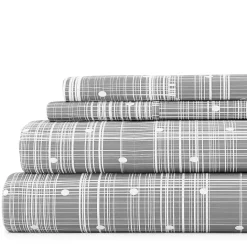 New Kirklands Home Plaid Polka Dot 3-pc. Twin Sheet Set Gray