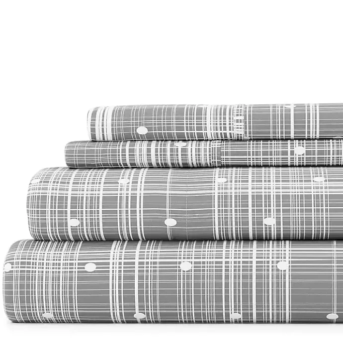 New Kirklands Home Plaid Polka Dot 3-pc. Twin Sheet Set Gray