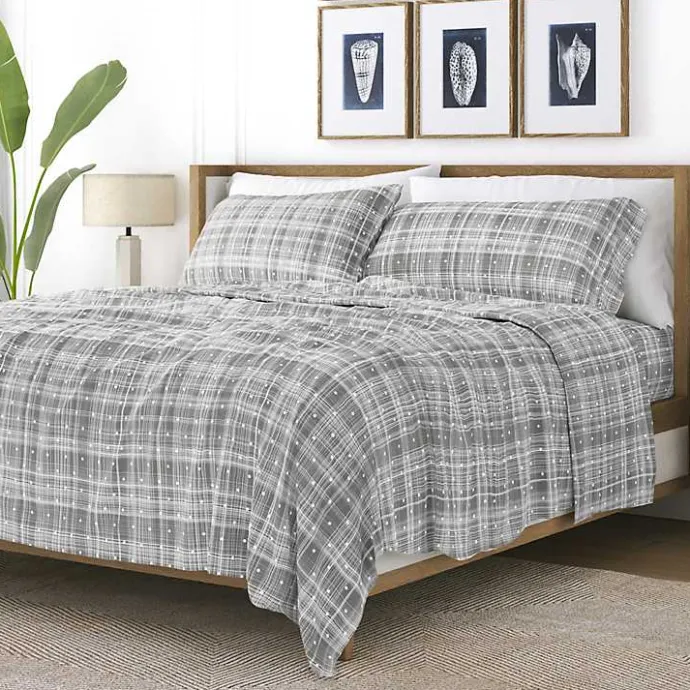 New Kirklands Home Plaid Polka Dot 3-pc. Twin Sheet Set Gray