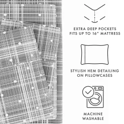 New Kirklands Home Plaid Polka Dot 3-pc. Twin Sheet Set Gray