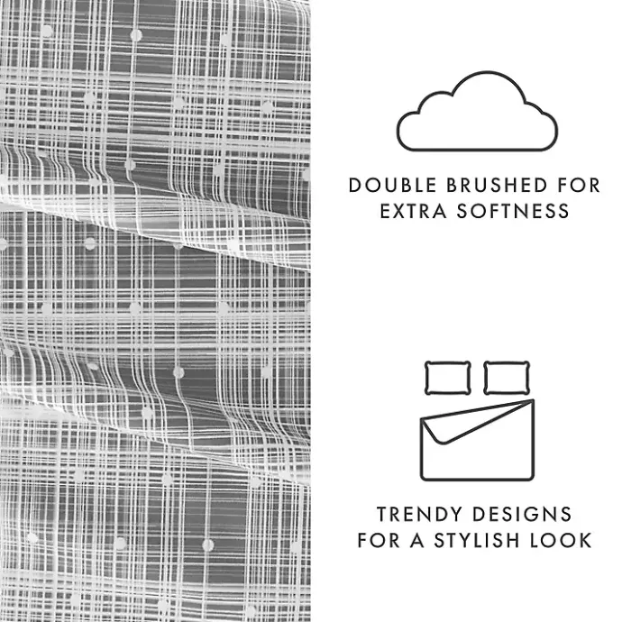 New Kirklands Home Plaid Polka Dot 3-pc. Twin Sheet Set Gray