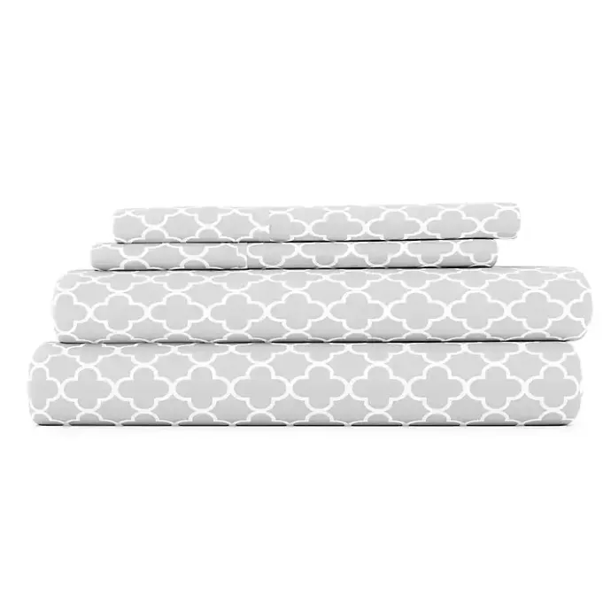 Outlet Kirklands Home Quatrefoil 4-pc. Queen Sheet Set Gray