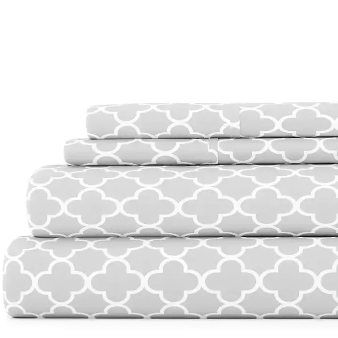 Outlet Kirklands Home Quatrefoil 4-pc. Queen Sheet Set Gray