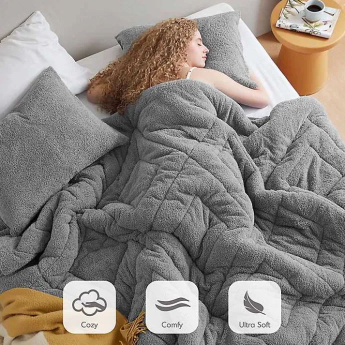 Hot Kirklands Home Quilted Teddy 3-pc. Full/Queen Comforter Set Gray