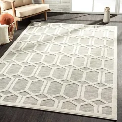 Best Kirklands Home Gray Raised Honeycomb Indoor/Outdoor Area Rug, 7x9