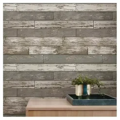 Discount Kirklands Home Gray Reclaimed Wood Peel & Stick Wallpaper