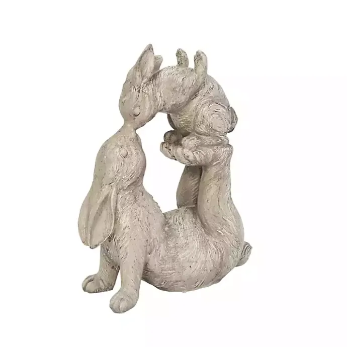 Kirklands Home Resin Baby Bunny Kissing Statue Gray