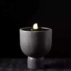 Best Kirklands Home Resin Pedestal Outdoor Fountain, 13 in. Gray