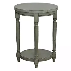 Online Kirklands Home Round Charging Accent Table Gray