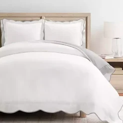 Discount Kirklands Home Gray Scallop Edge 3-pc. Full/Queen Duvet Cover Set
