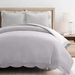 Discount Kirklands Home Gray Scallop Edge 3-pc. Full/Queen Duvet Cover Set