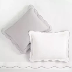 Discount Kirklands Home Gray Scallop Edge 3-pc. Full/Queen Duvet Cover Set