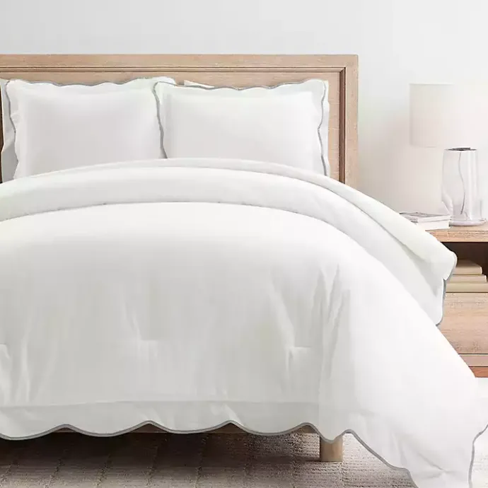 Kirklands Home Gray Scalloped Edge 3-pc. Full/Queen Comforter Set