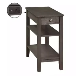 New Kirklands Home 2-Shelf Charging Accent Table Gray