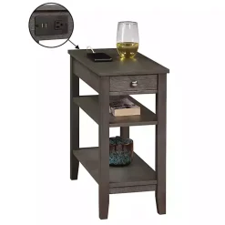 New Kirklands Home 2-Shelf Charging Accent Table Gray