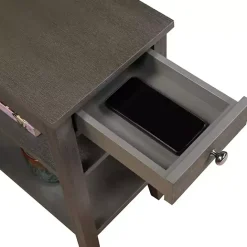 New Kirklands Home 2-Shelf Charging Accent Table Gray