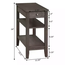 New Kirklands Home 2-Shelf Charging Accent Table Gray